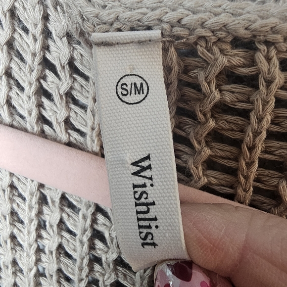 Wishlist Cardigan Womens Small Medium Beige Crochet Knit Long Duster Open Front - Picture 7 of 11